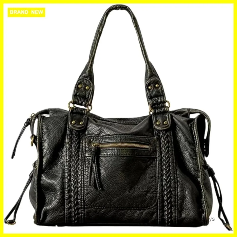 Large Vegan Leather Hobo Crossbody Shoulder Bag Multi-Pocket Y2K Vintage